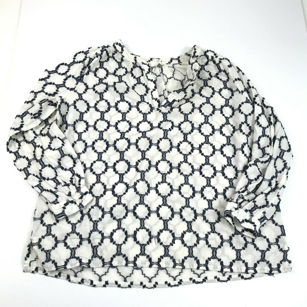 LOFT Womens Softened Shirt Long Sleeve Tunic Lightweight Cotton Blouse L Large